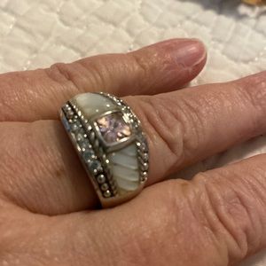 Judith Ripka MOP Pink CZ ring sz 9.5-10